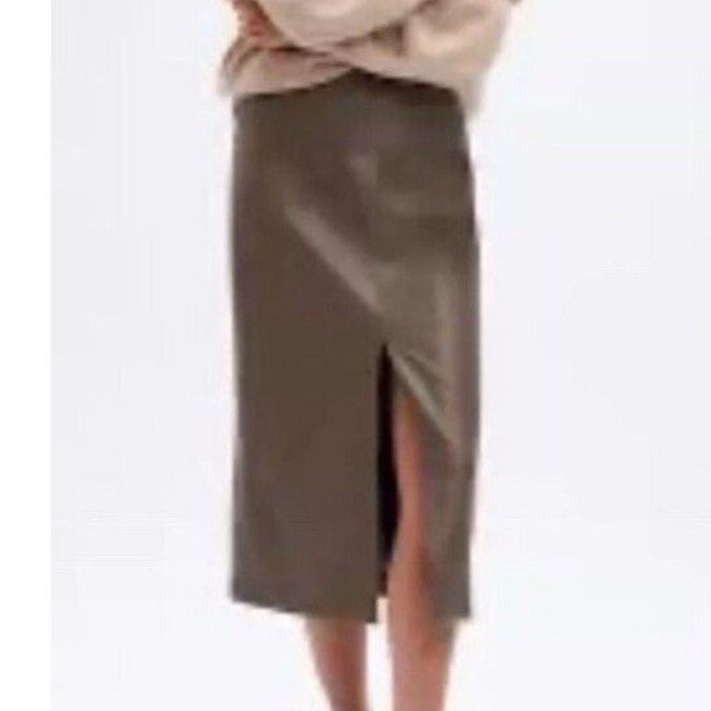 Chocolate Brown Leather vintage Anthropologie Benetton Skirt size 2 US-38 IT